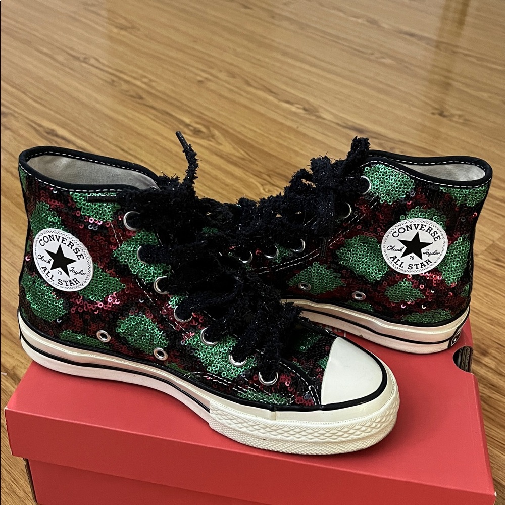 Converse Sequins Green and Red High-Tops
